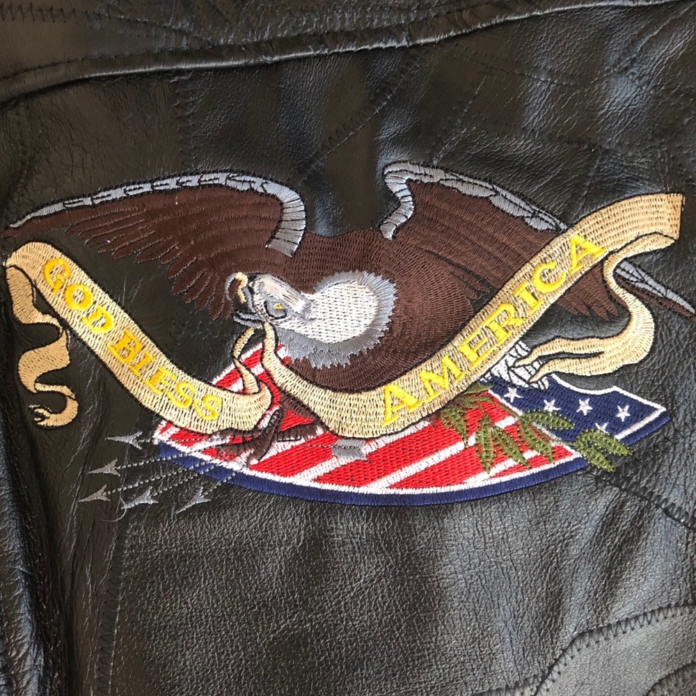 Black Leather Motorcycle Jacket - Picture 2 of 8